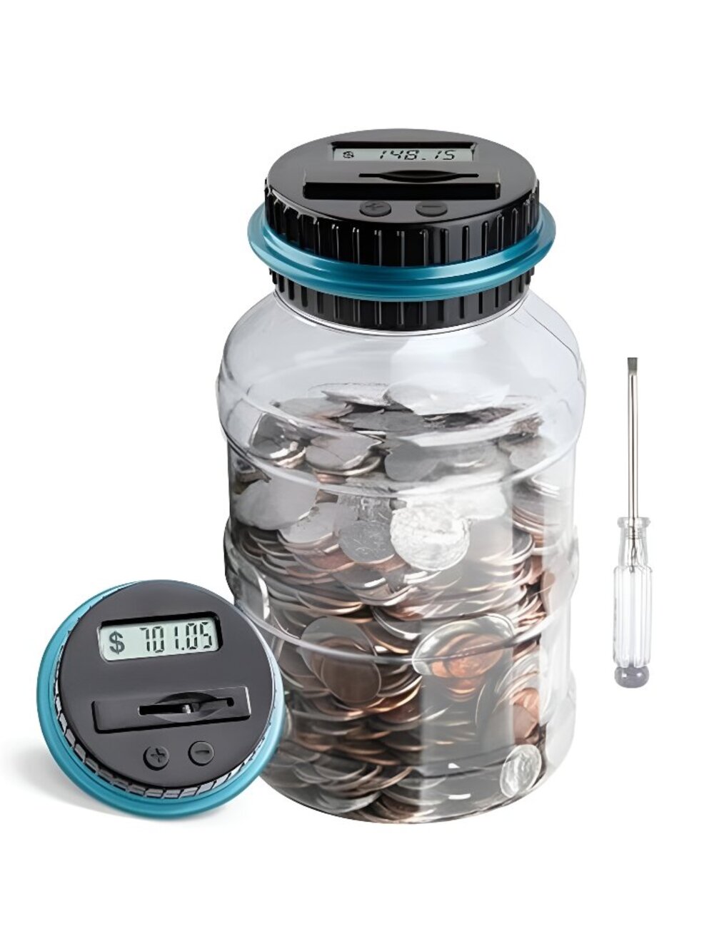 Large Piggy Bank for Boys Adults Vcertcpl Digital Coin Counting Bank with LCD F2